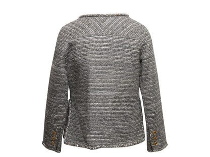 Grey & Silver Chanel Cotton Tweed Jacket Size FR 38