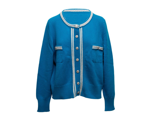 Cerulean & White Chanel Cashmere Cardigan Size FR 50