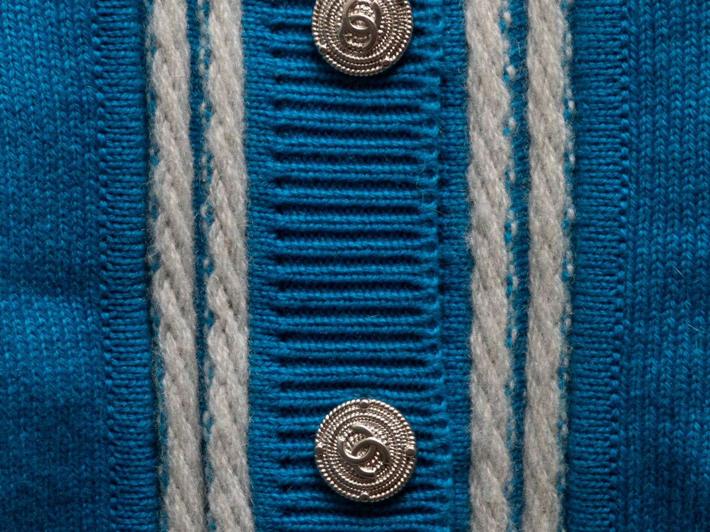 Cerulean & White Chanel Cashmere Cardigan Size FR 50