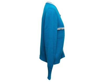 Cerulean & White Chanel Cashmere Cardigan Size FR 50