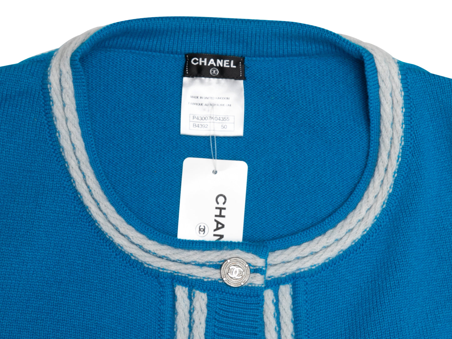 Cerulean & White Chanel Cashmere Cardigan Size FR 50