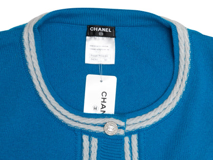 Cerulean & White Chanel Cashmere Cardigan Size FR 50