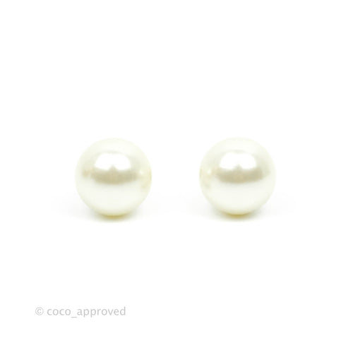 Christian Dior Mini Tribales Pearl Earrings Gold Tone