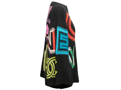 Black & Multicolor Chanel Cashmere-Blend Logo Knit Sweater Size FR 36