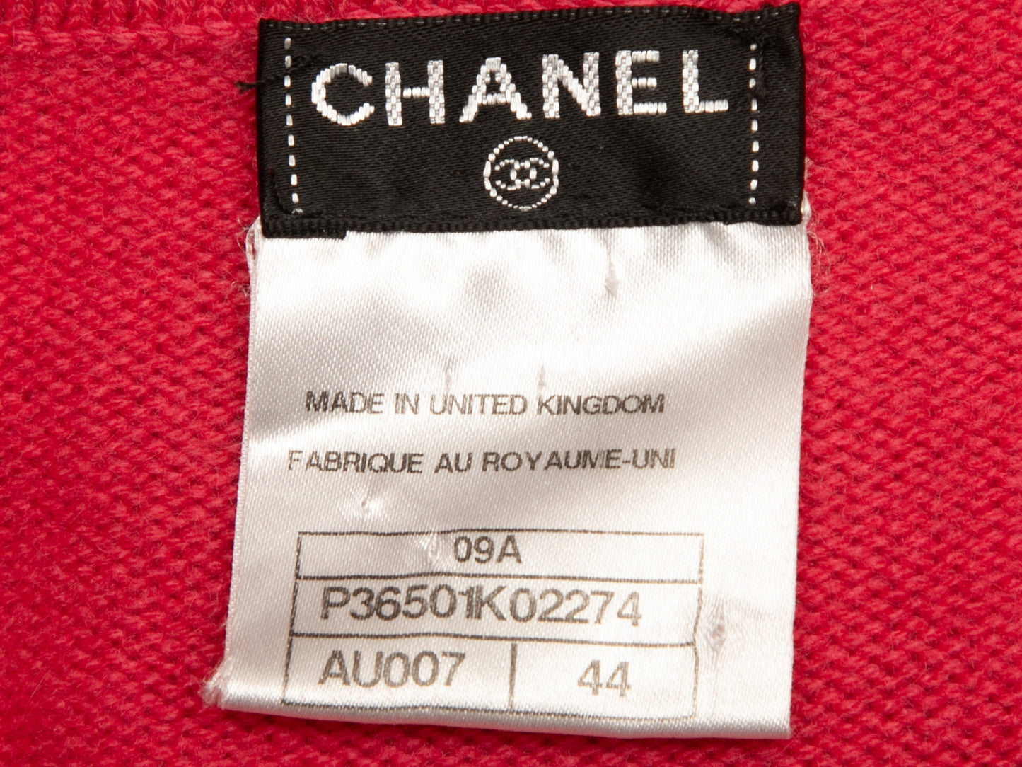 Coral Chanel Fall/Winter 2009 Cashmere Knit Dress Size FR 44