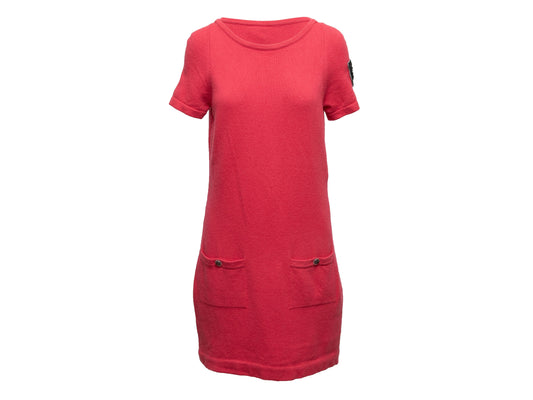 Coral Chanel Fall/Winter 2009 Cashmere Knit Dress Size FR 44