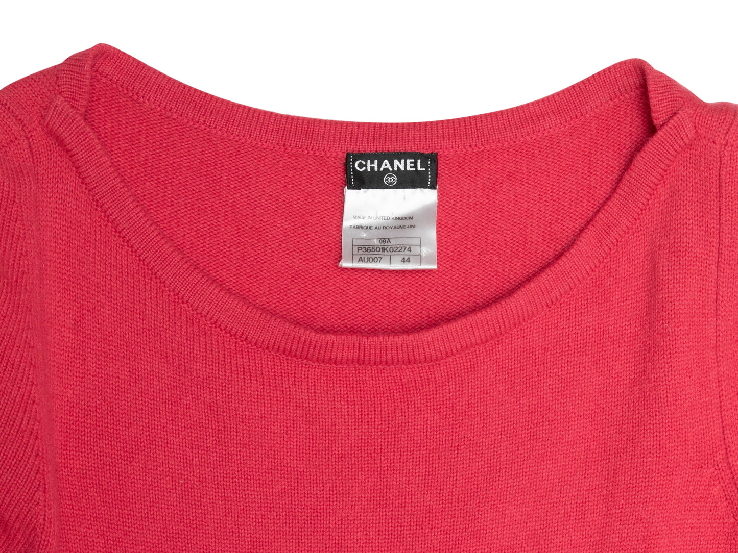 Coral Chanel Fall/Winter 2009 Cashmere Knit Dress Size FR 44