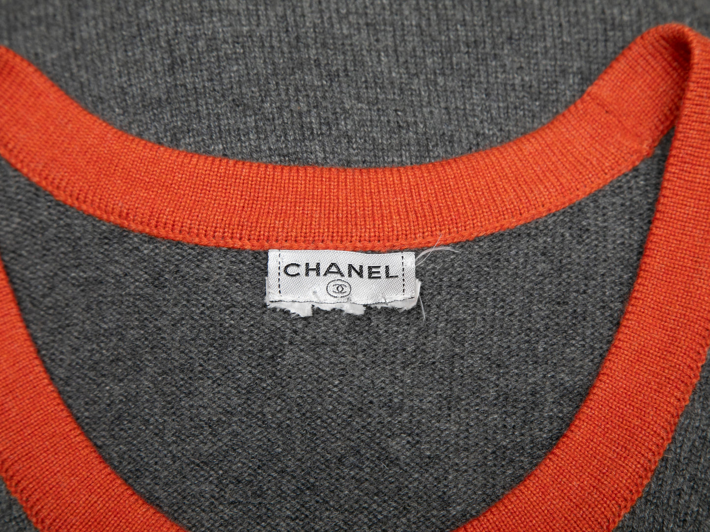 Grey & Orange Chanel Cashmere Knit Dress Size US L