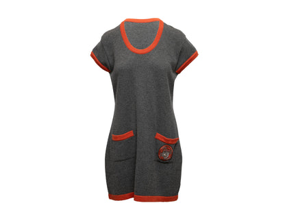 Grey & Orange Chanel Cashmere Knit Dress Size US L