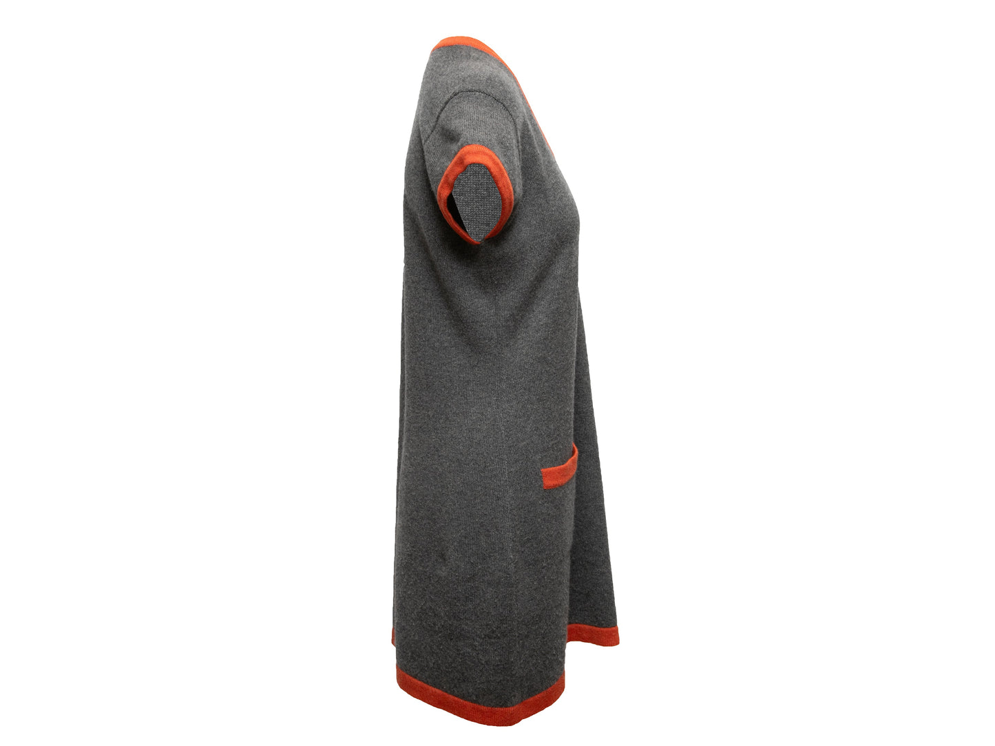 Grey & Orange Chanel Cashmere Knit Dress Size US L