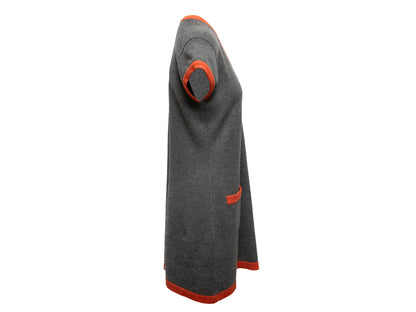 Grey & Orange Chanel Cashmere Knit Dress Size US L