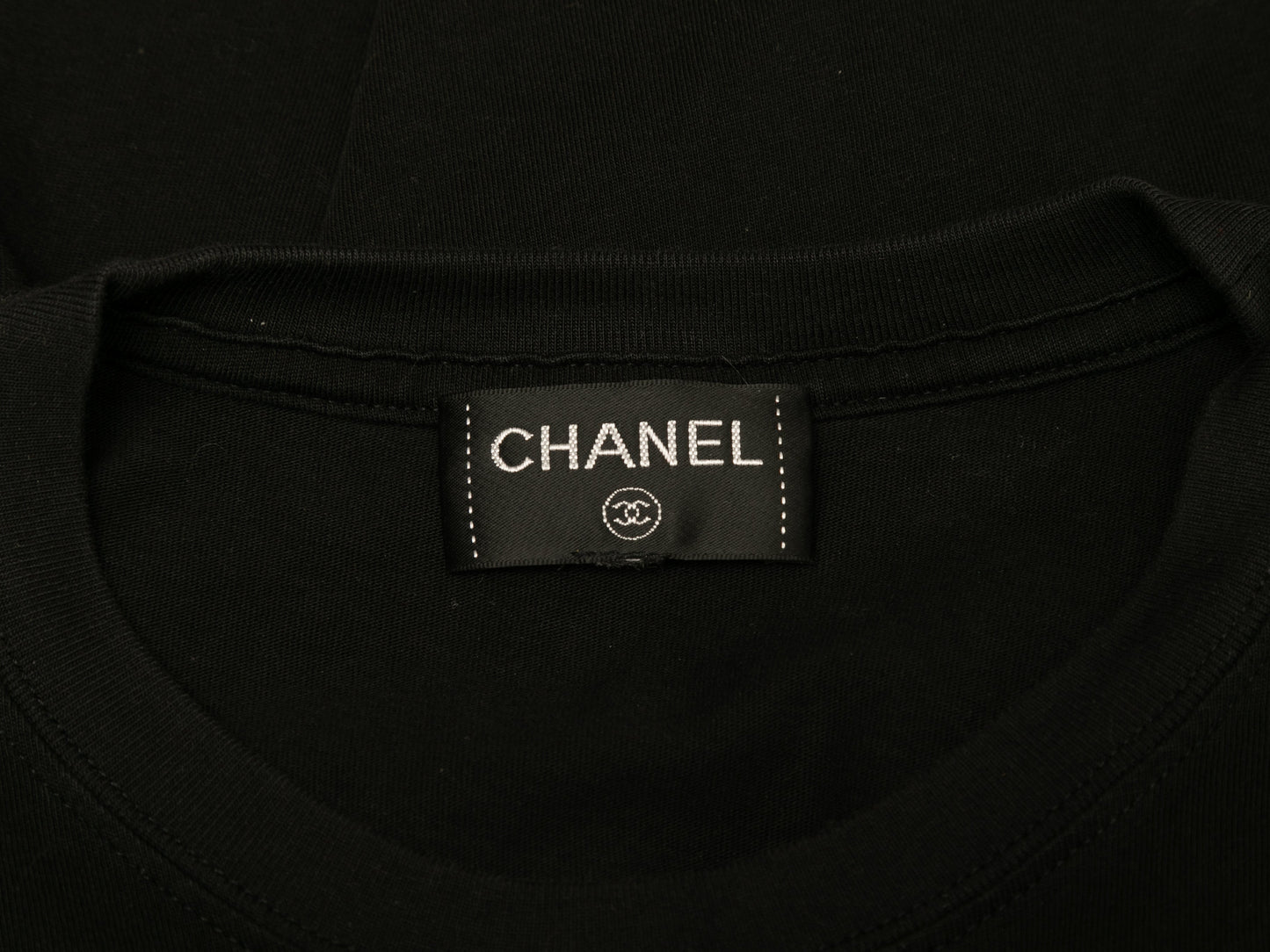 Black & White Chanel Embellished Face Print T-Shirt Size US M