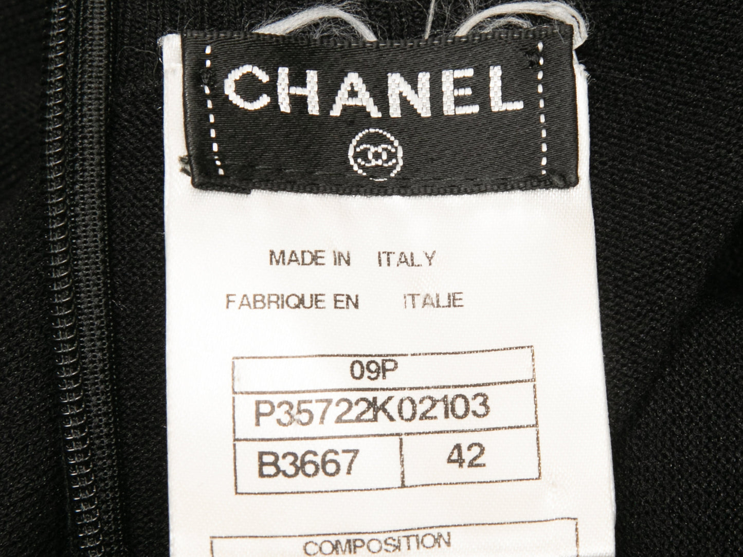 Black & White Chanel Ribbed Tulle-Accented Mini Dress Size FR 42