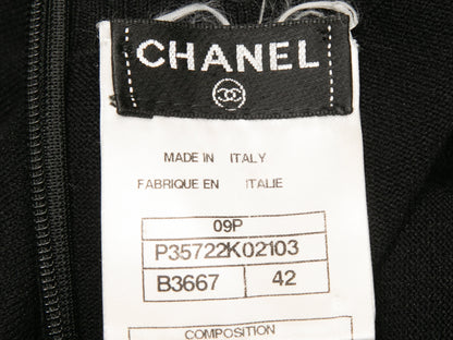Black & White Chanel Ribbed Tulle-Accented Mini Dress Size FR 42