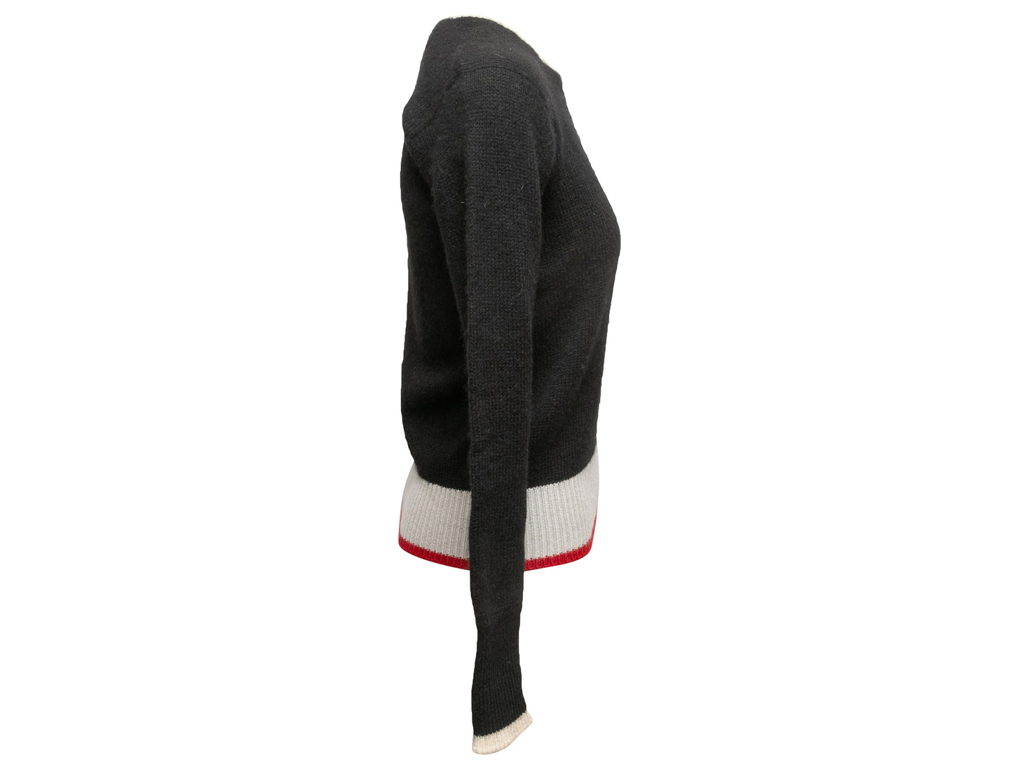 Black & Cream Chanel Cashmere Intarsia CC Sweater Size FR 40