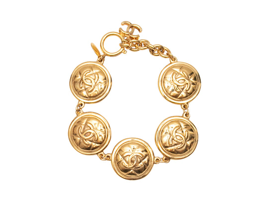 Gold-Tone Chanel CC Medallion Bracelet