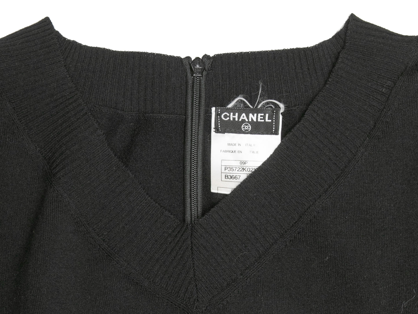 Black & White Chanel Ribbed Tulle-Accented Mini Dress Size FR 42