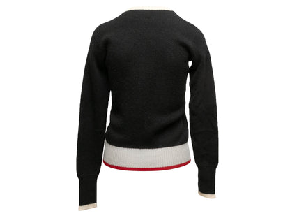 Black & Cream Chanel Cashmere Intarsia CC Sweater Size FR 40