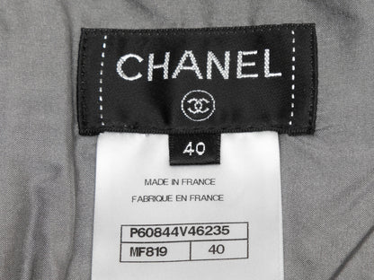 Grey & Navy Chanel Tweed Pencil Skirt Size FR 40
