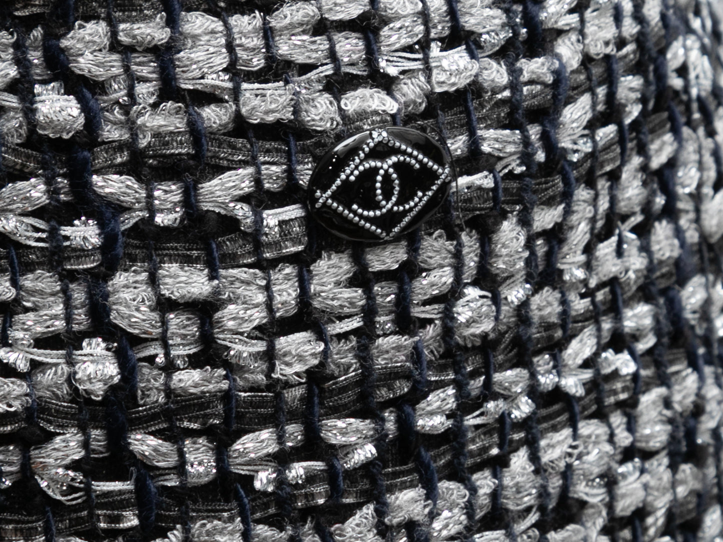 Grey & Navy Chanel Tweed Pencil Skirt Size FR 40