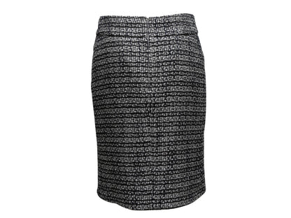 Grey & Navy Chanel Tweed Pencil Skirt Size FR 40