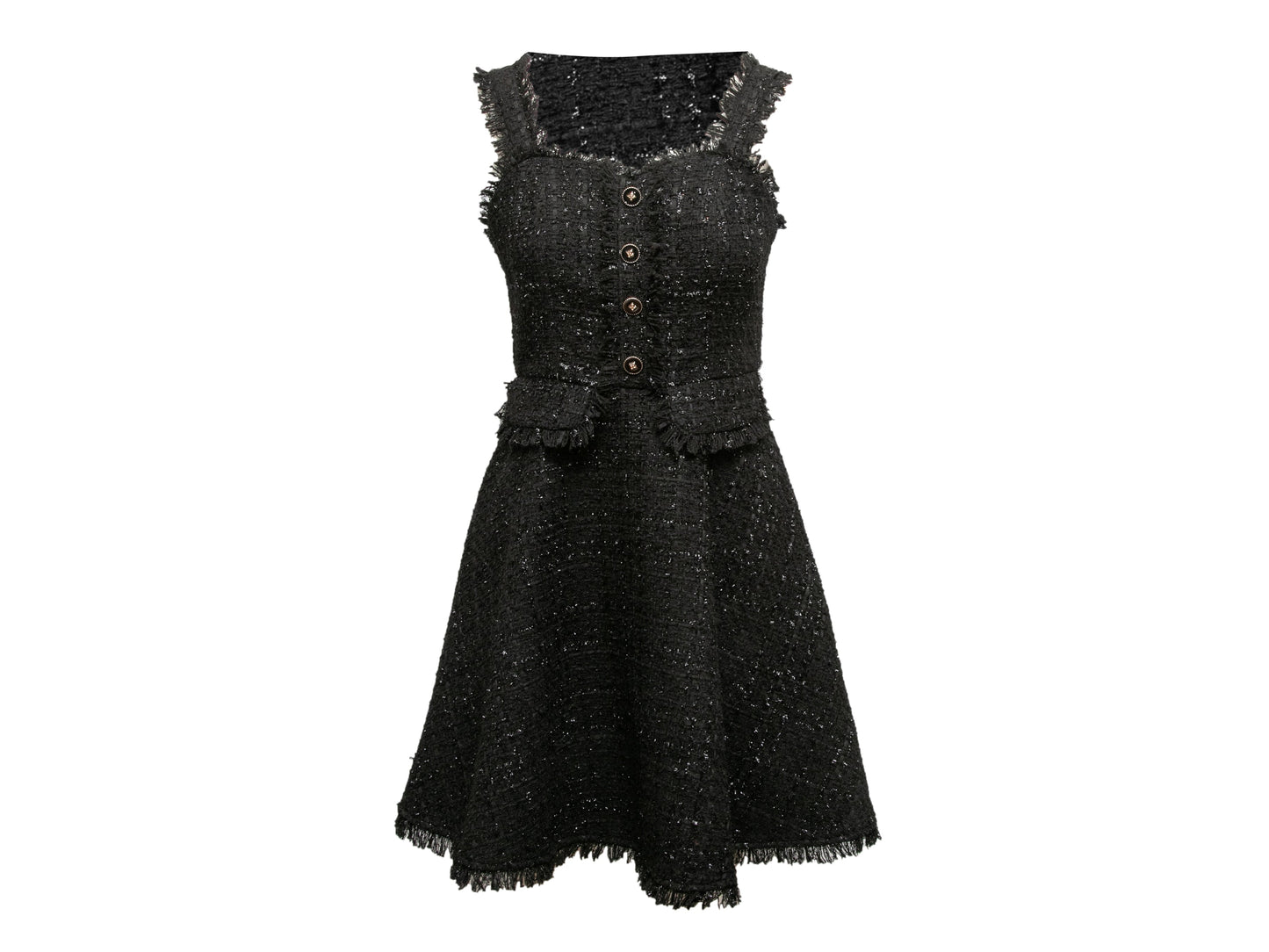 Black Chanel Tweed Sleeveless Dress Size FR 40
