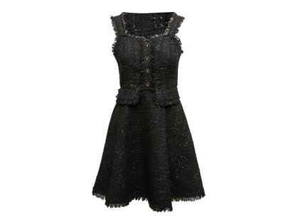 Black Chanel Tweed Sleeveless Dress Size FR 40