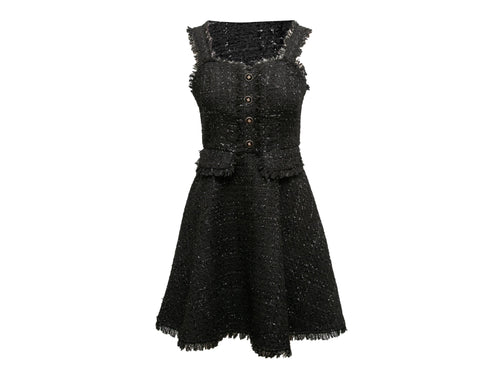 Black Chanel Tweed Sleeveless Dress Size FR 40