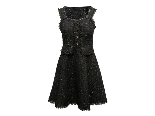 Black Chanel Tweed Sleeveless Dress Size FR 40