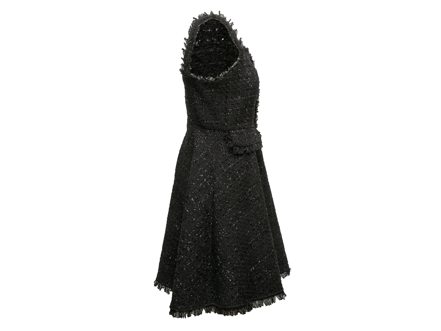 Black Chanel Tweed Sleeveless Dress Size FR 40