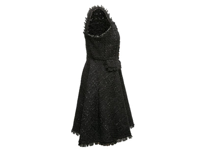 Black Chanel Tweed Sleeveless Dress Size FR 40