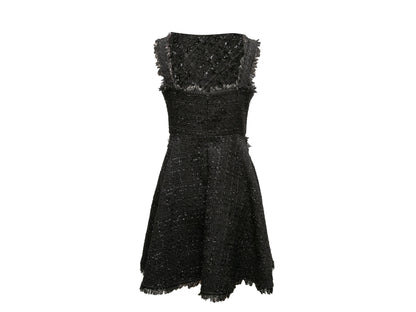 Black Chanel Tweed Sleeveless Dress Size FR 40