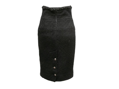 Black Chanel High-Waisted Wool Tweed Pencil Skirt Size FR 40