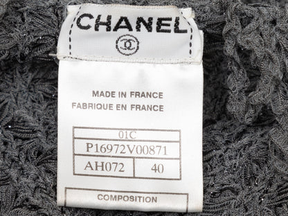 Grey Chanel Fringe-Trimmed Cardigan Size EU 40