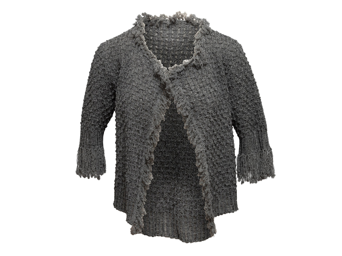 Grey Chanel Fringe-Trimmed Cardigan Size EU 40