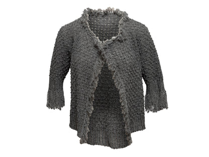 Grey Chanel Fringe-Trimmed Cardigan Size EU 40