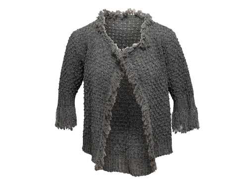 Grey Chanel Fringe-Trimmed Cardigan Size EU 40