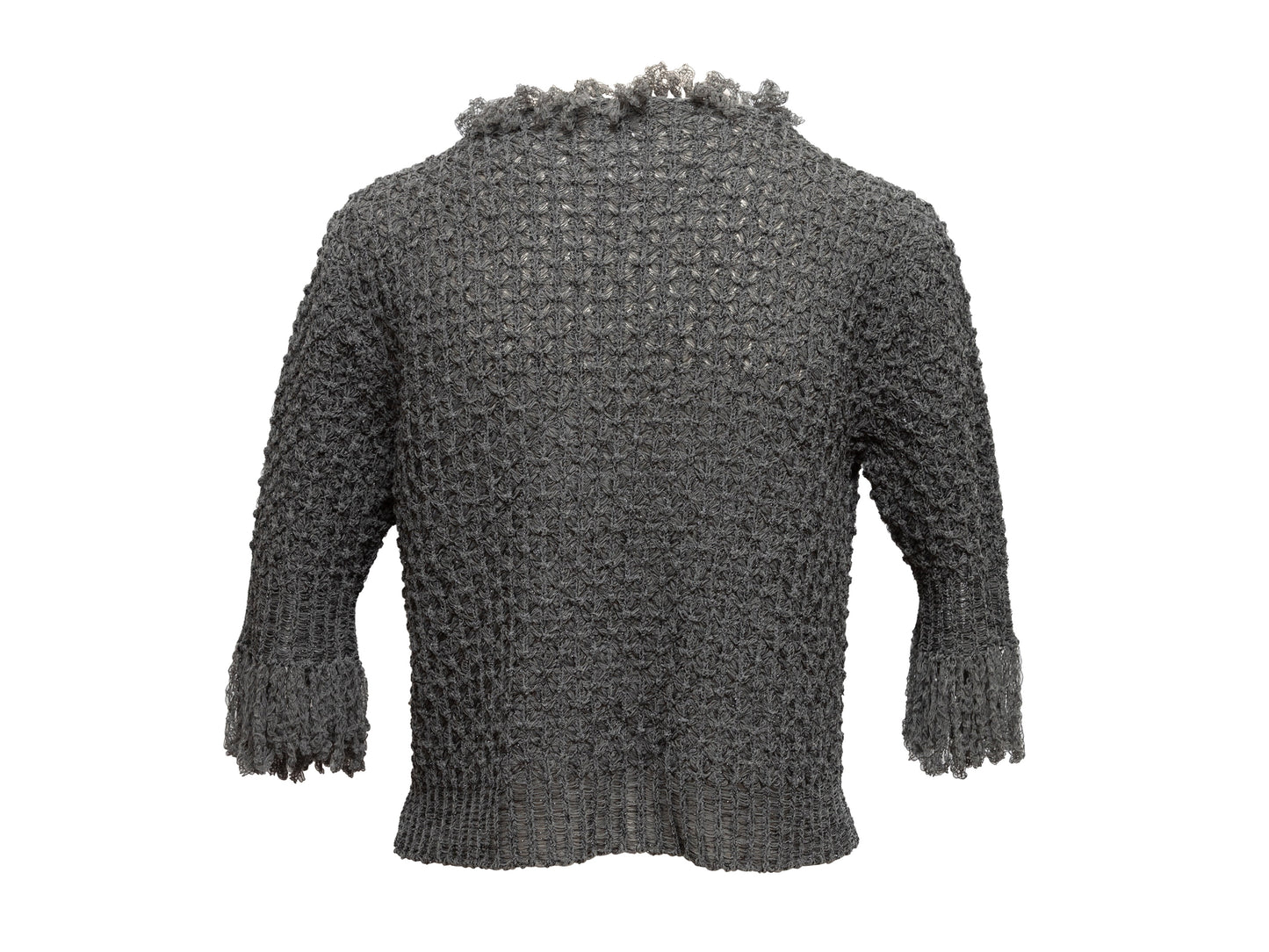 Grey Chanel Fringe-Trimmed Cardigan Size EU 40