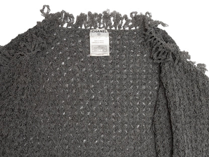 Grey Chanel Fringe-Trimmed Cardigan Size EU 40