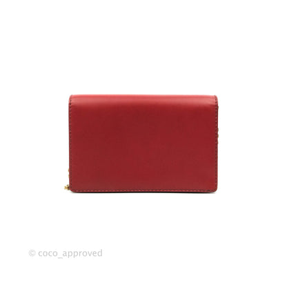 Christian Dior J'Adior Pouch with Chain Red Calfskin