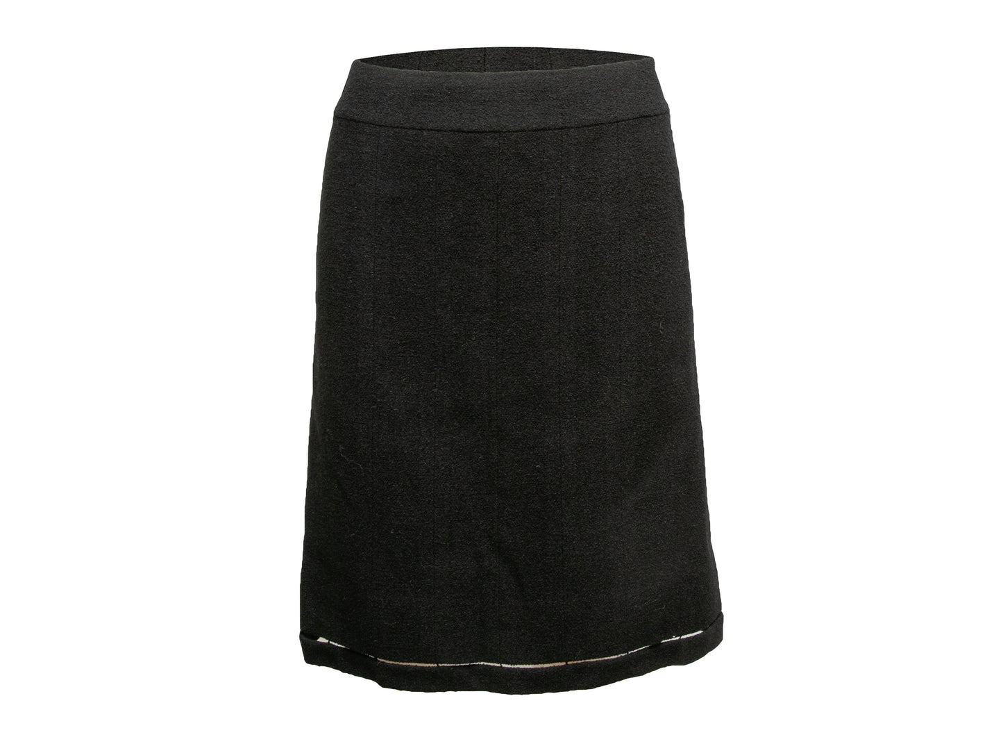 Black Chanel Wool Knee-Length Skirt Size US S/M