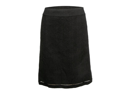 Black Chanel Wool Knee-Length Skirt Size US S/M