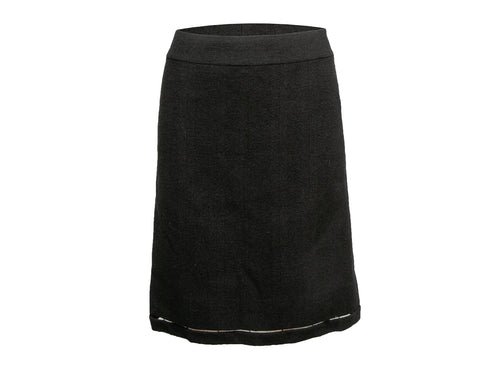 Black Chanel Wool Knee-Length Skirt Size US S/M
