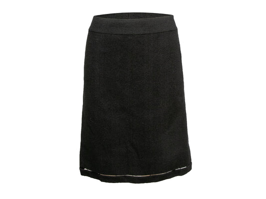 Black Chanel Wool Knee-Length Skirt Size US S/M