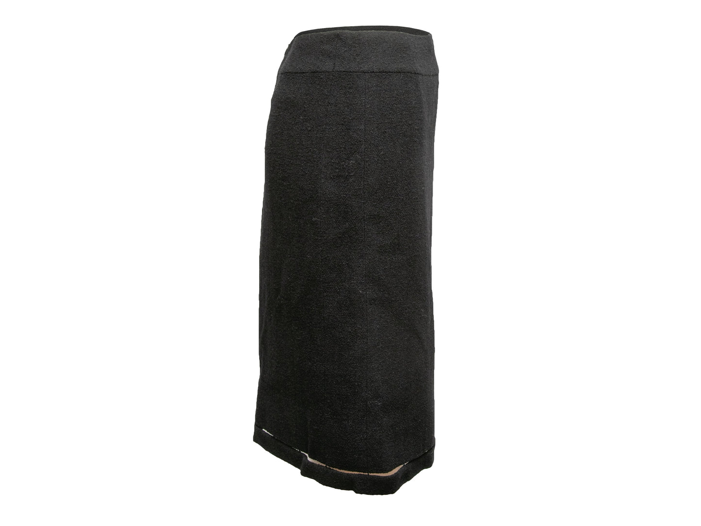 Black Chanel Wool Knee-Length Skirt Size US S/M