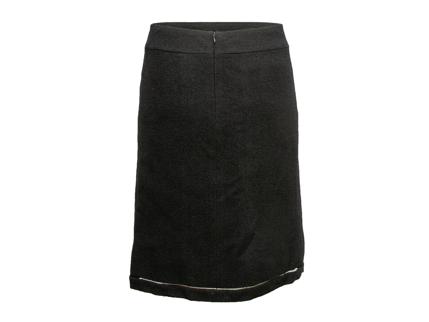 Black Chanel Wool Knee-Length Skirt Size US S/M