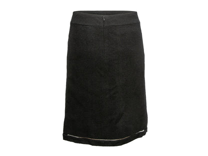 Black Chanel Wool Knee-Length Skirt Size US S/M