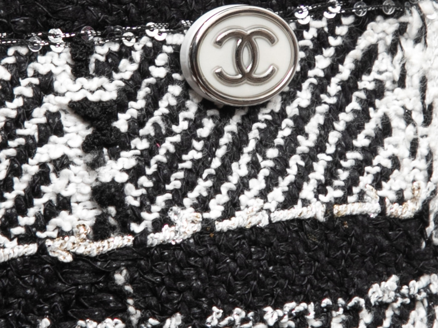 Black & White Chanel Plaid Wide-Leg Trousers Size FR 38
