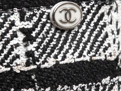Black & White Chanel Plaid Wide-Leg Trousers Size FR 38