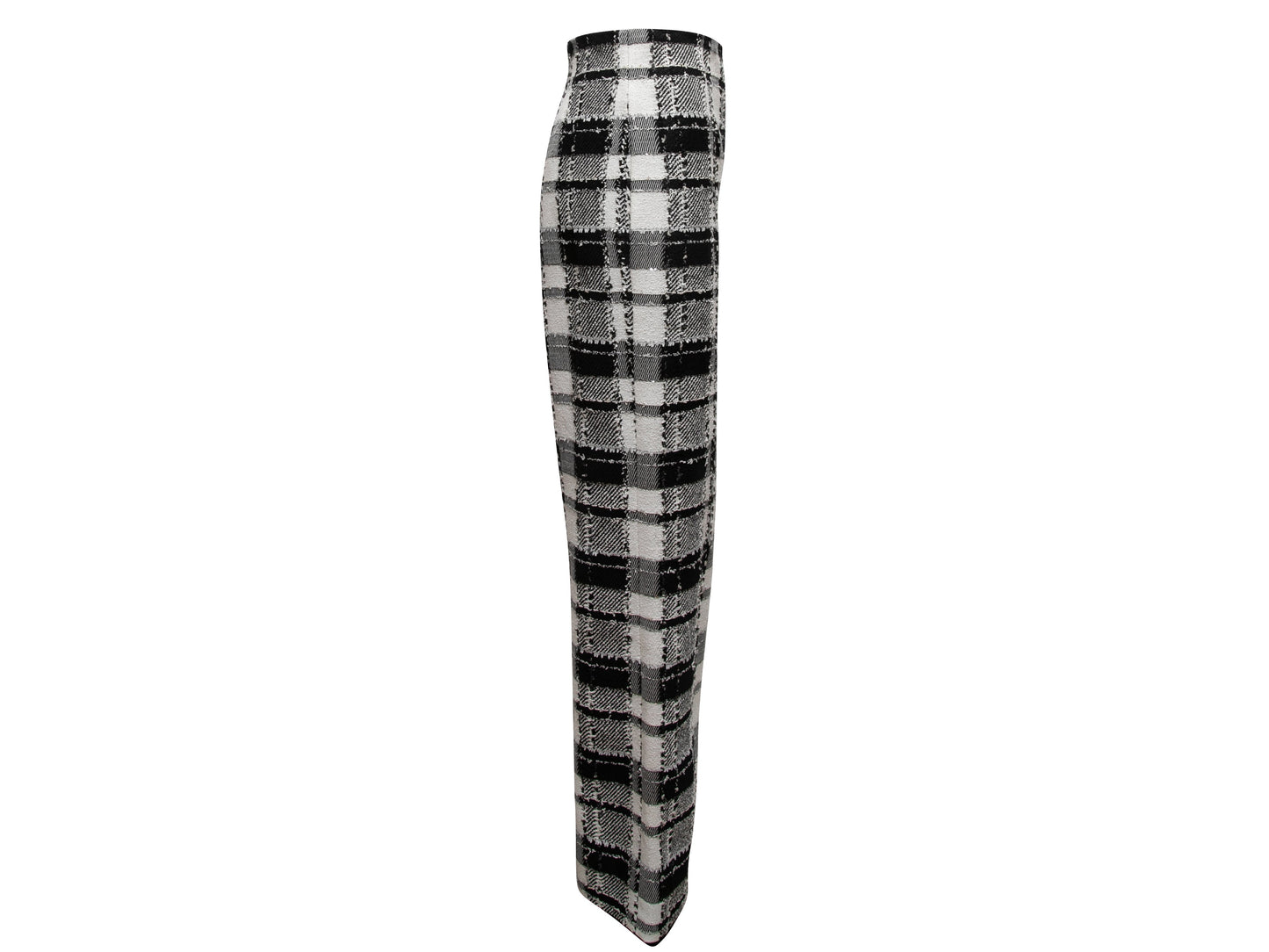 Black & White Chanel Plaid Wide-Leg Trousers Size FR 38